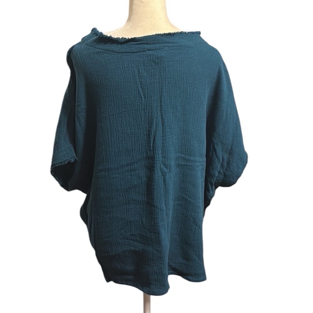 BEFORE YOU Teal Textured OVERSIZED Top size medium - Picture 5 of 7